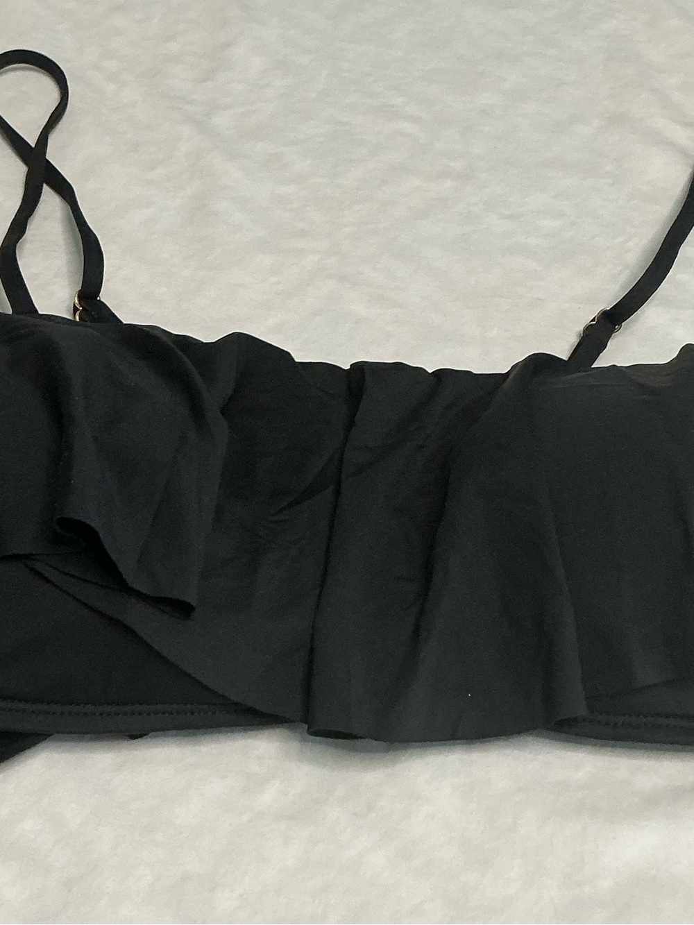 La Blanca Black Ruffle Bandeau Bikini Top Size 14 NWOT